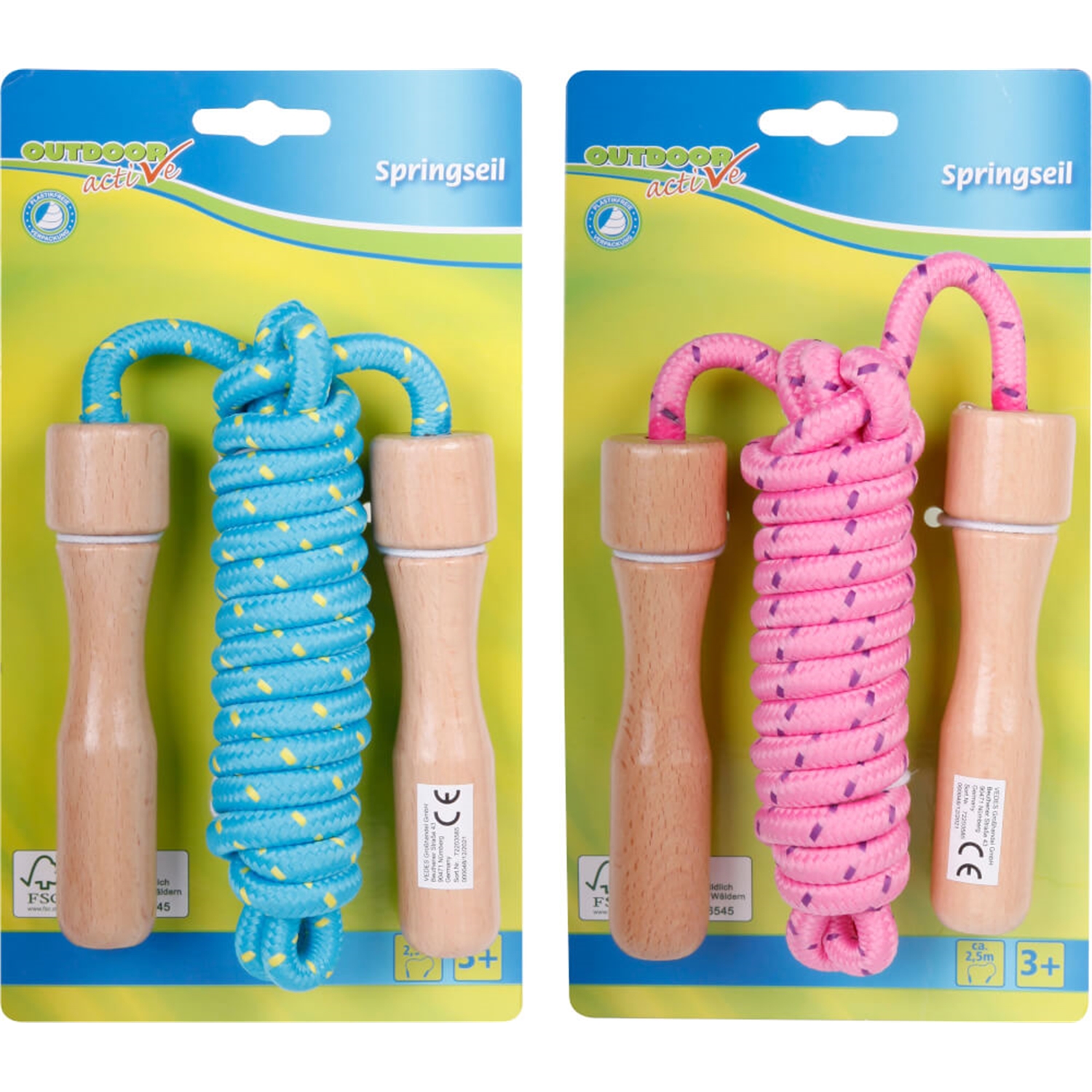 Outdoor Active 72203585 OA Springseil bunt,Holzgriff,