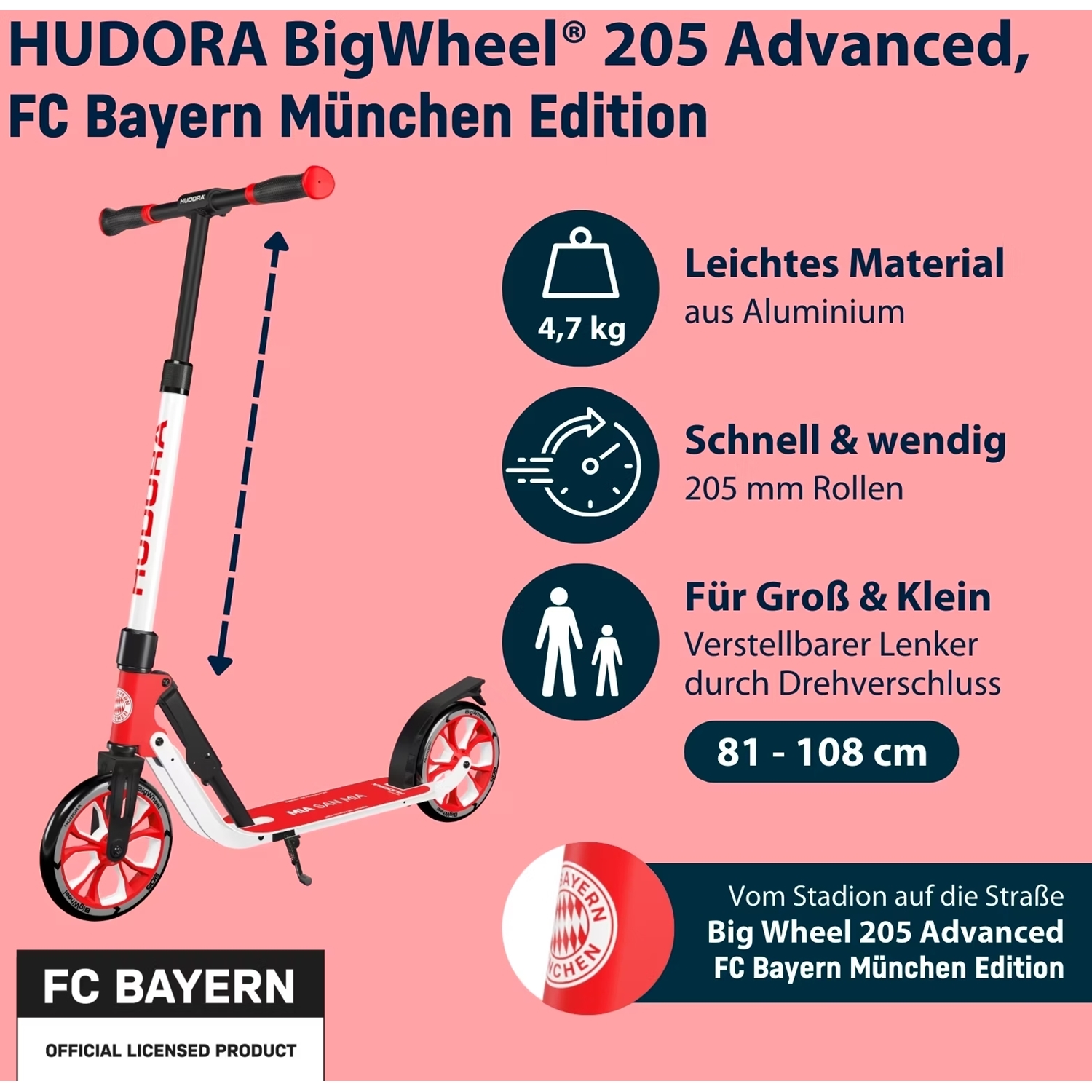 Hudora 14154 Big Wheel 205 Advanced, FC Bayern München