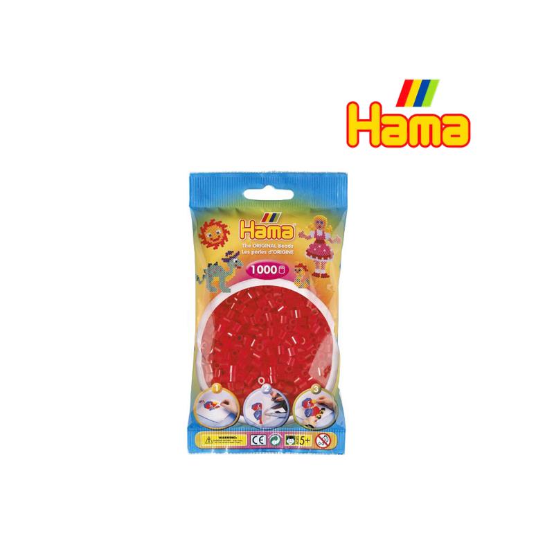 Hama 207-13 Perlen-Btl. 1000 Stck. transparent-rot