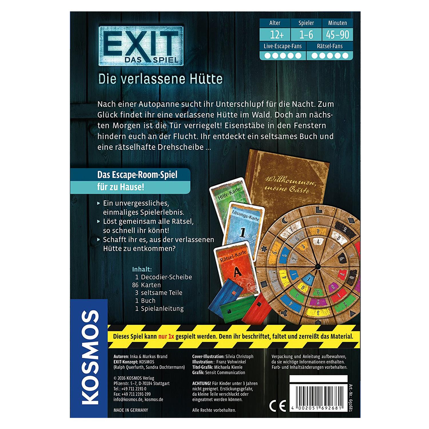 Kosmos 692681 Exit - Die verlassene Hütte, Spiel, Live Escape