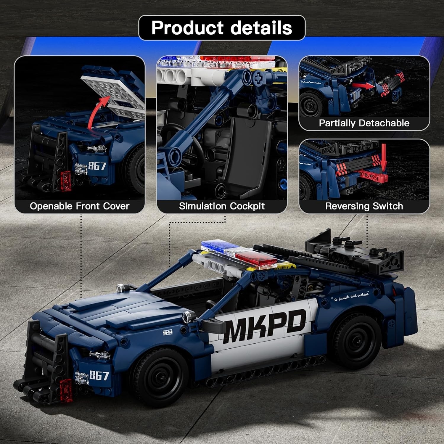 Mould King 15073 Polizeiauto Mustang
