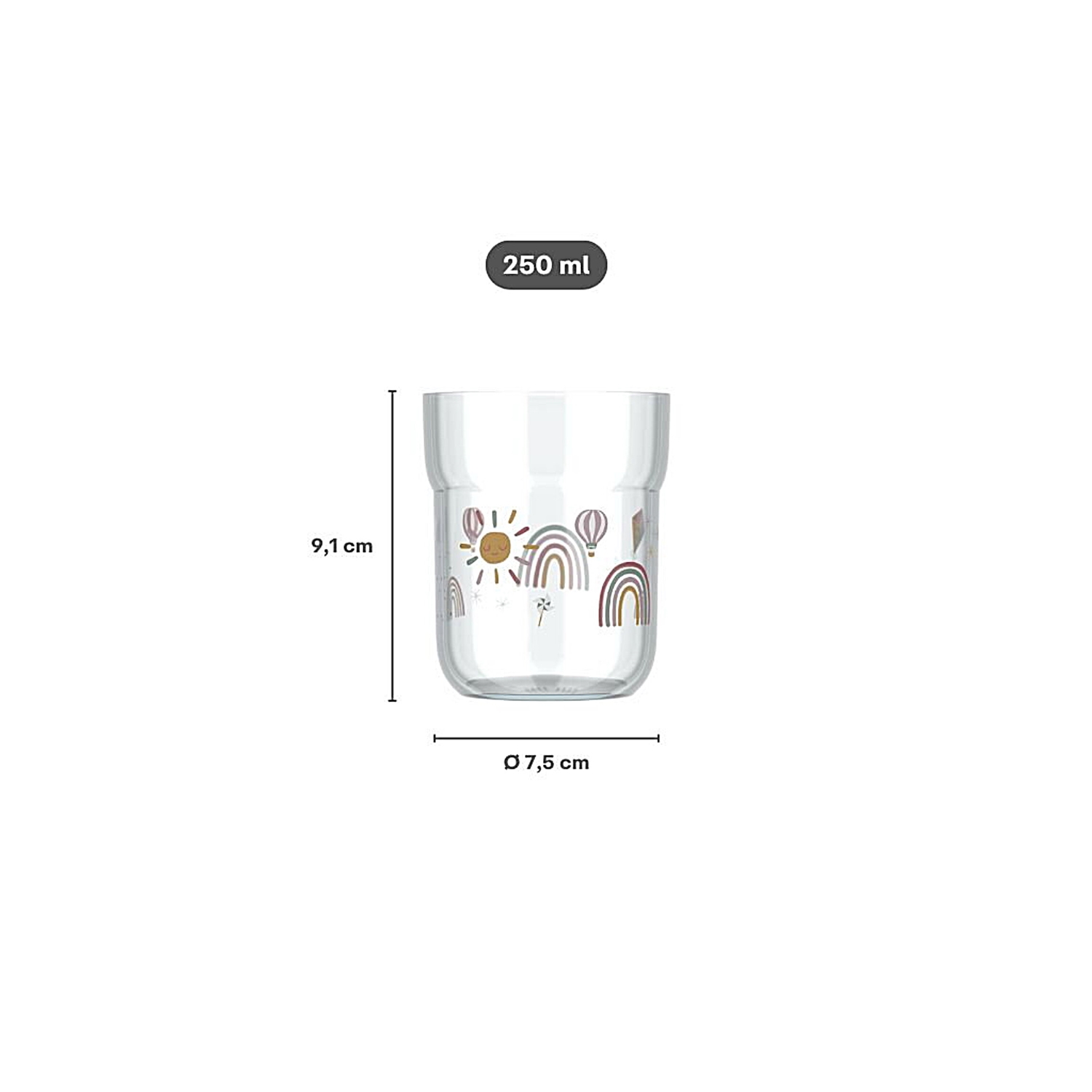 Mepal 108022065245 kinder-trinkglas mio 250 ml - sunshine & rainbow