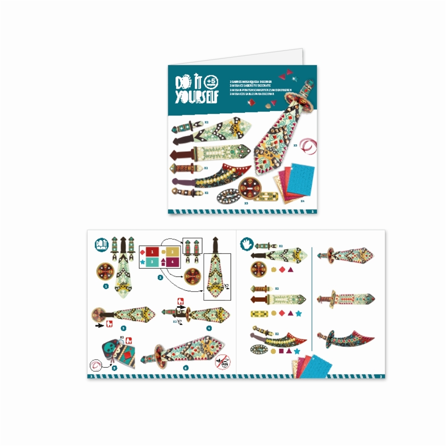 Djeco DJ07902 Do it yourself: Mosaik- Piratenschwerter Wie ein