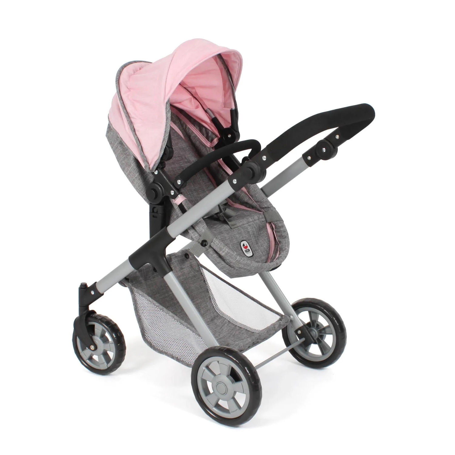 Bayer Chic 2000 567-15 Kombi Puppenwagen Mila, Melange grau-rosa