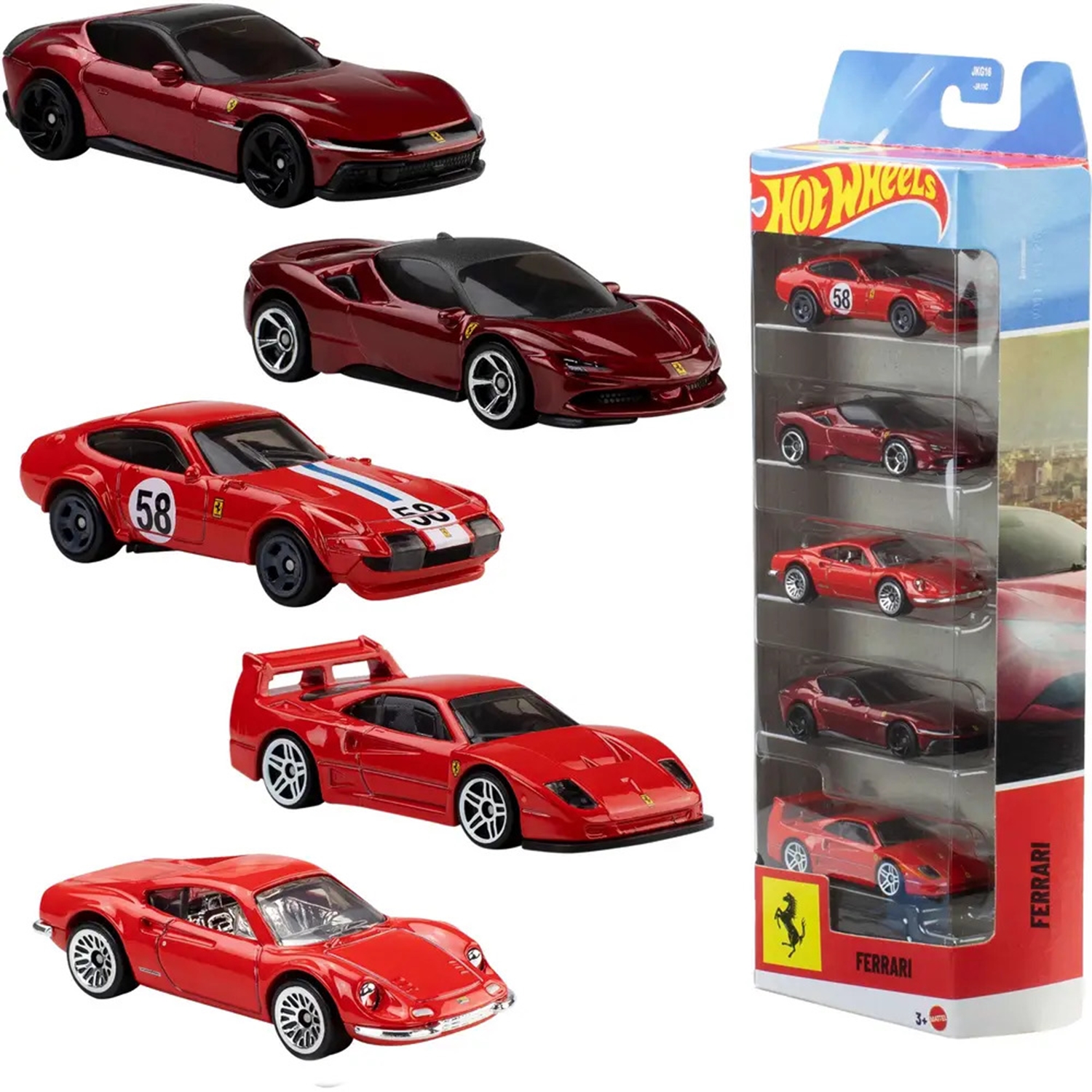 Mattel JLN12 Hot Wheels Ferrari 5er-Pack