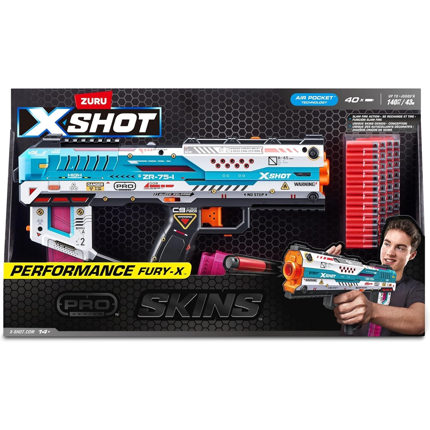 Zuru 36772 XSHOT Skins Fury-X, Dartblaster, (inkl. 40