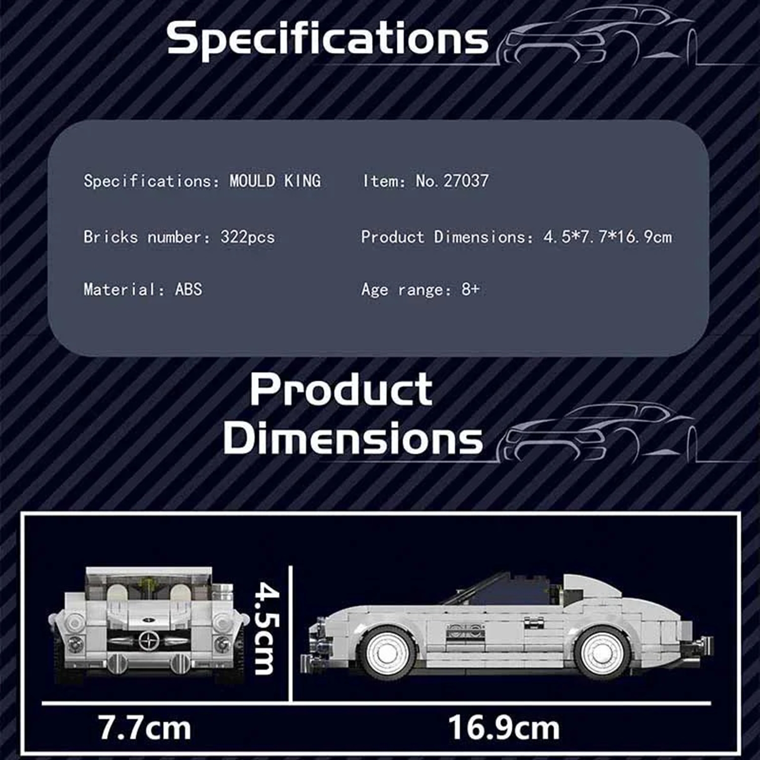 Mould King 27037 Sportwagen 300SL + Showcase