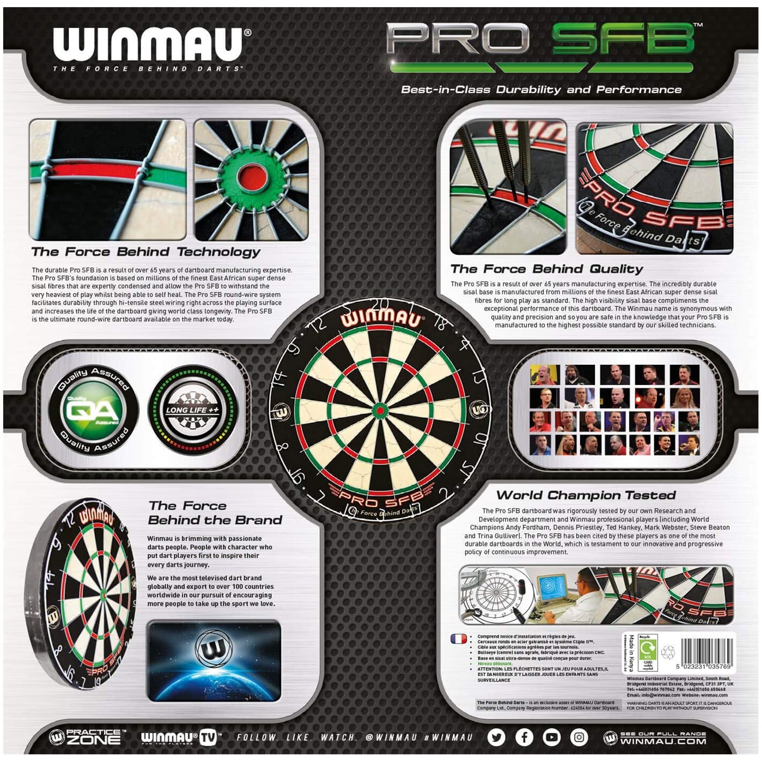 Winmau 806901 Winmau Pro SFB Dartboard and Brass Darts Set