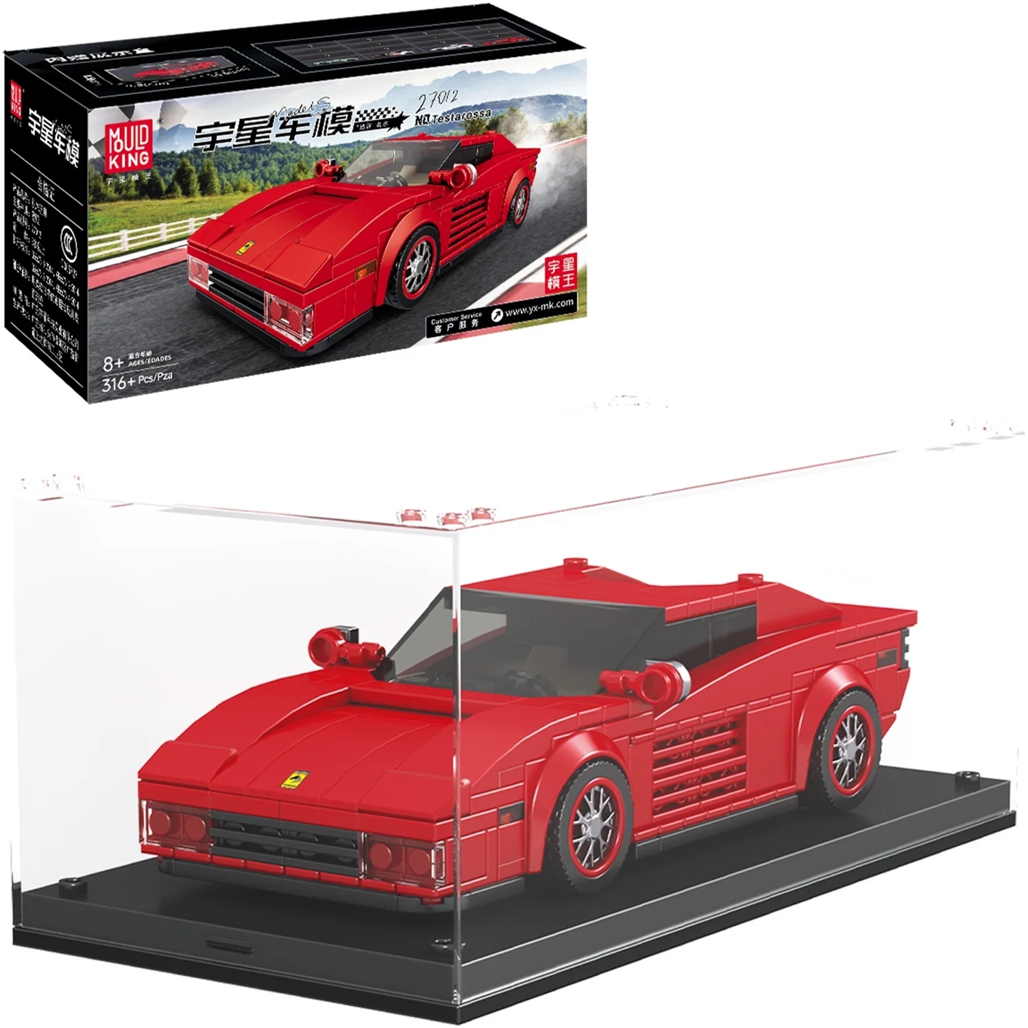 Mould King 27012 Sportwagen Testarossa + Showcase