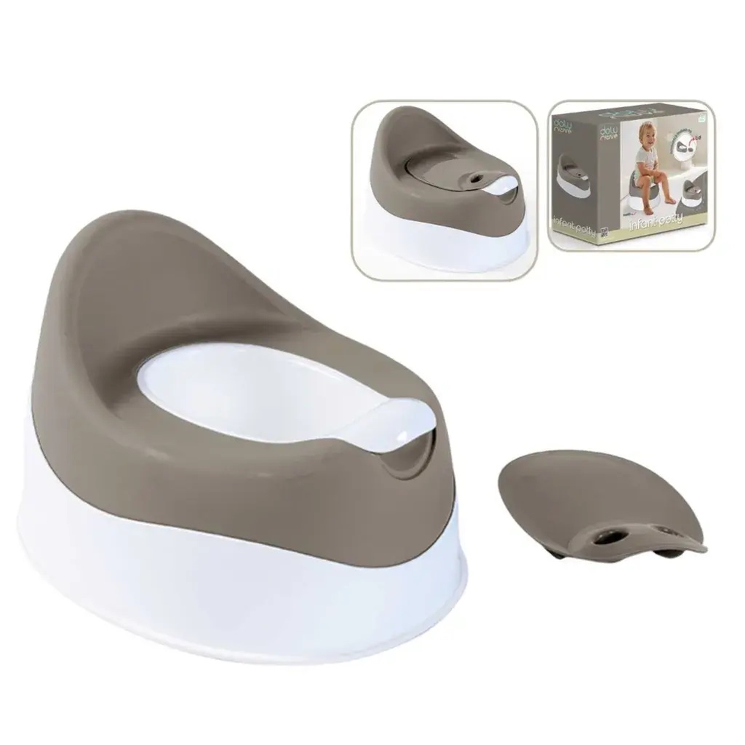 Dolu 7193 Kinder-Töpfchen - mit Deckel, Steingrau