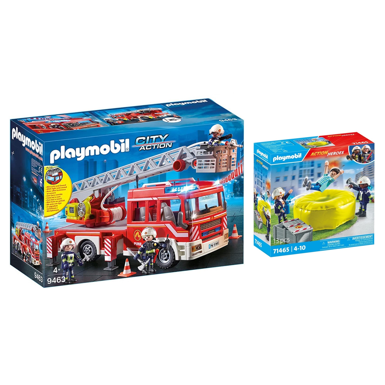 PLAYMOBIL 9463-71465 2er Set Feuerwehr-Leiterfahrzeug +