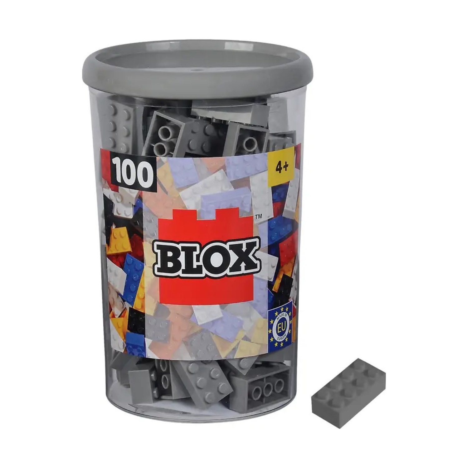 Androni Giocattoli 104114544 Blox 100 graue 8er Steine in Dose