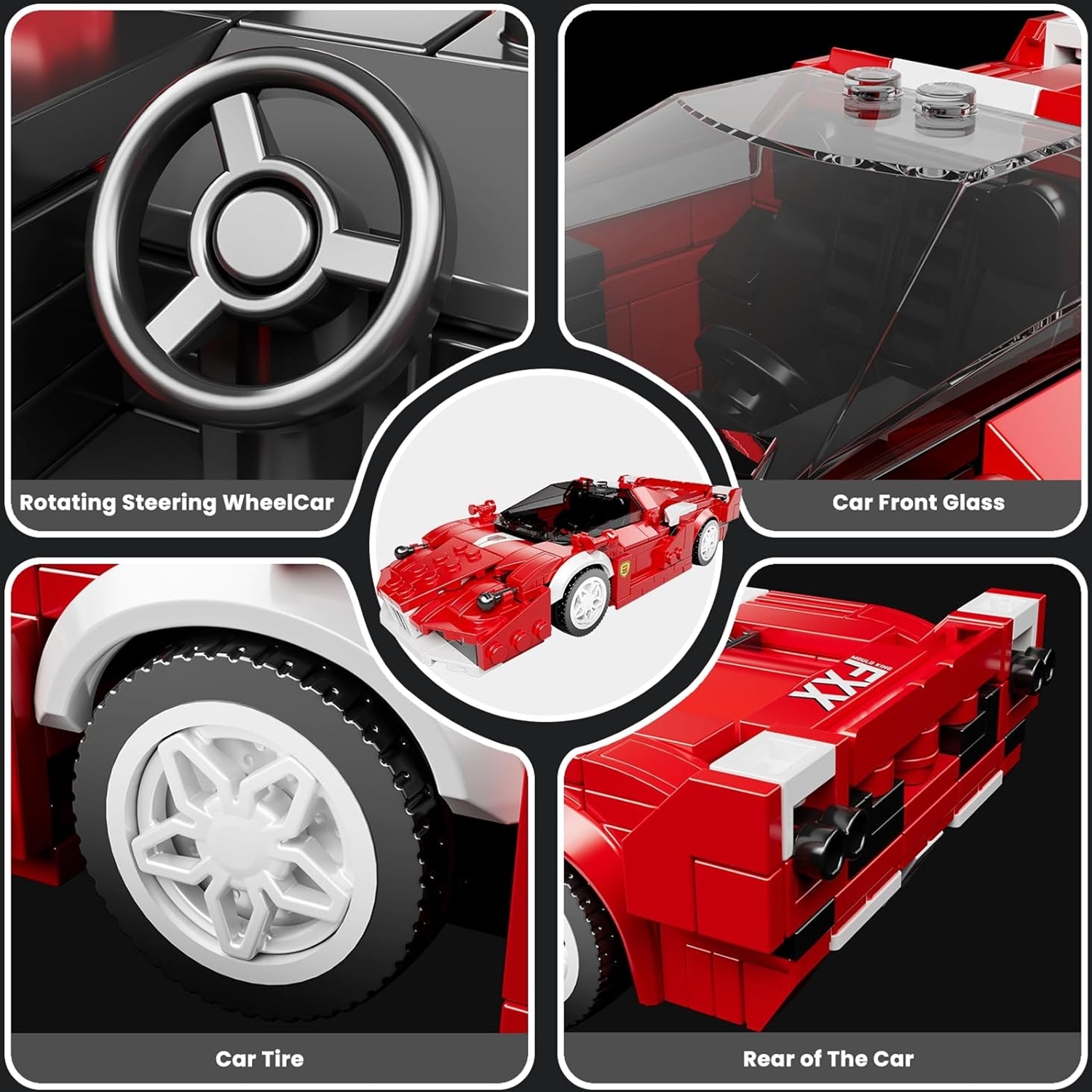 Mould King 27080 Sportwagen FXX + Showcase