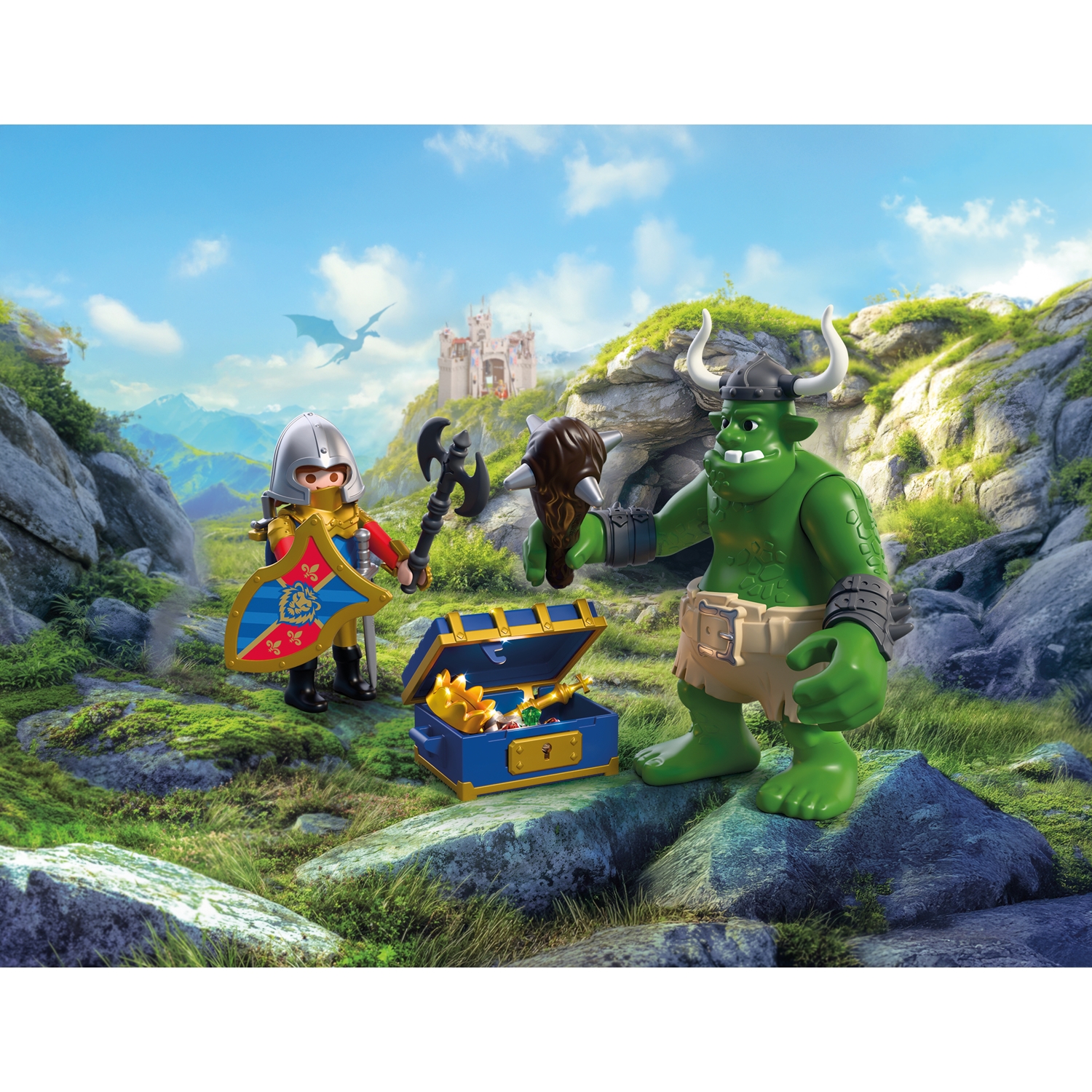 PLAYMOBIL 72116 Knights Troll mit Löwenritterschatz