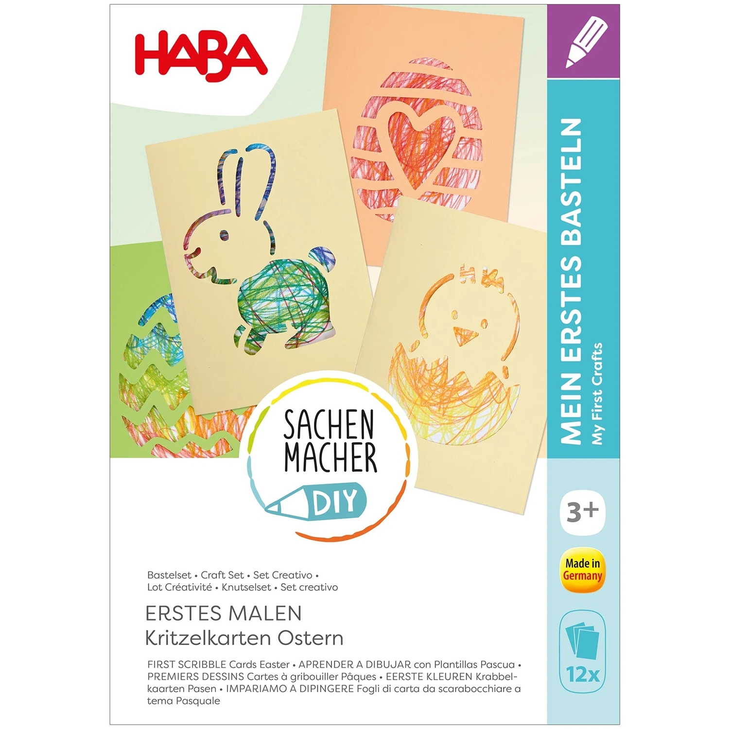 Haba 2012676 Bastelset – Erstes Malen Kritzelkarten Ostern